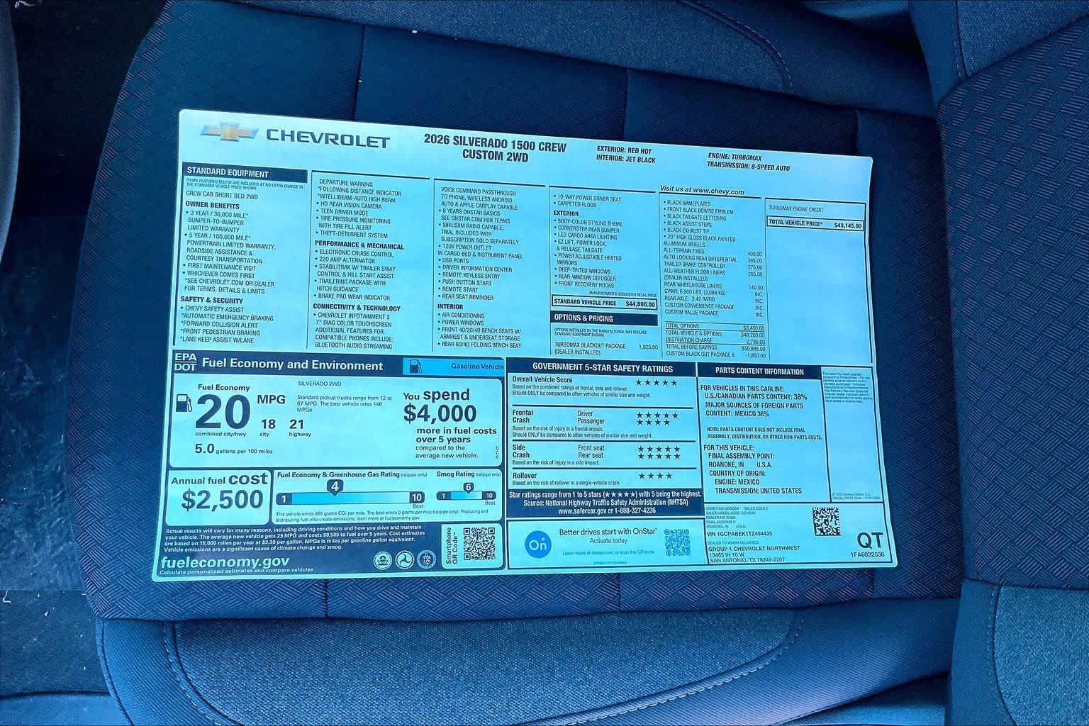New 2026 Chevrolet Silverado 1500 Custom w/ Turbomax Blackout Package RWD image 18
