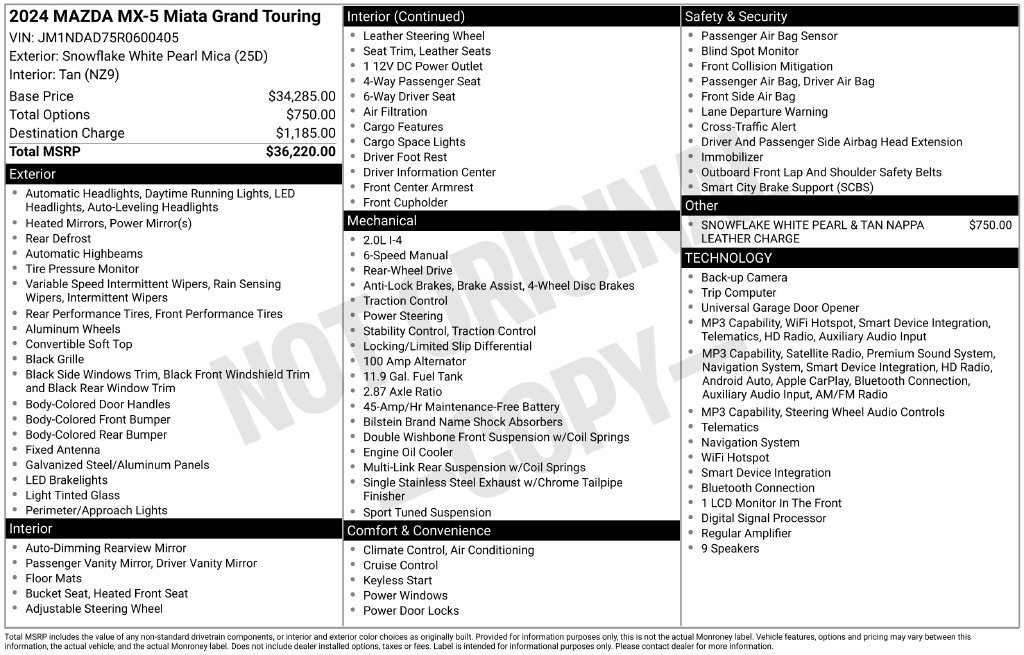 Certified 2024 MAZDA MX-5 Miata Grand Touring RWD image 48