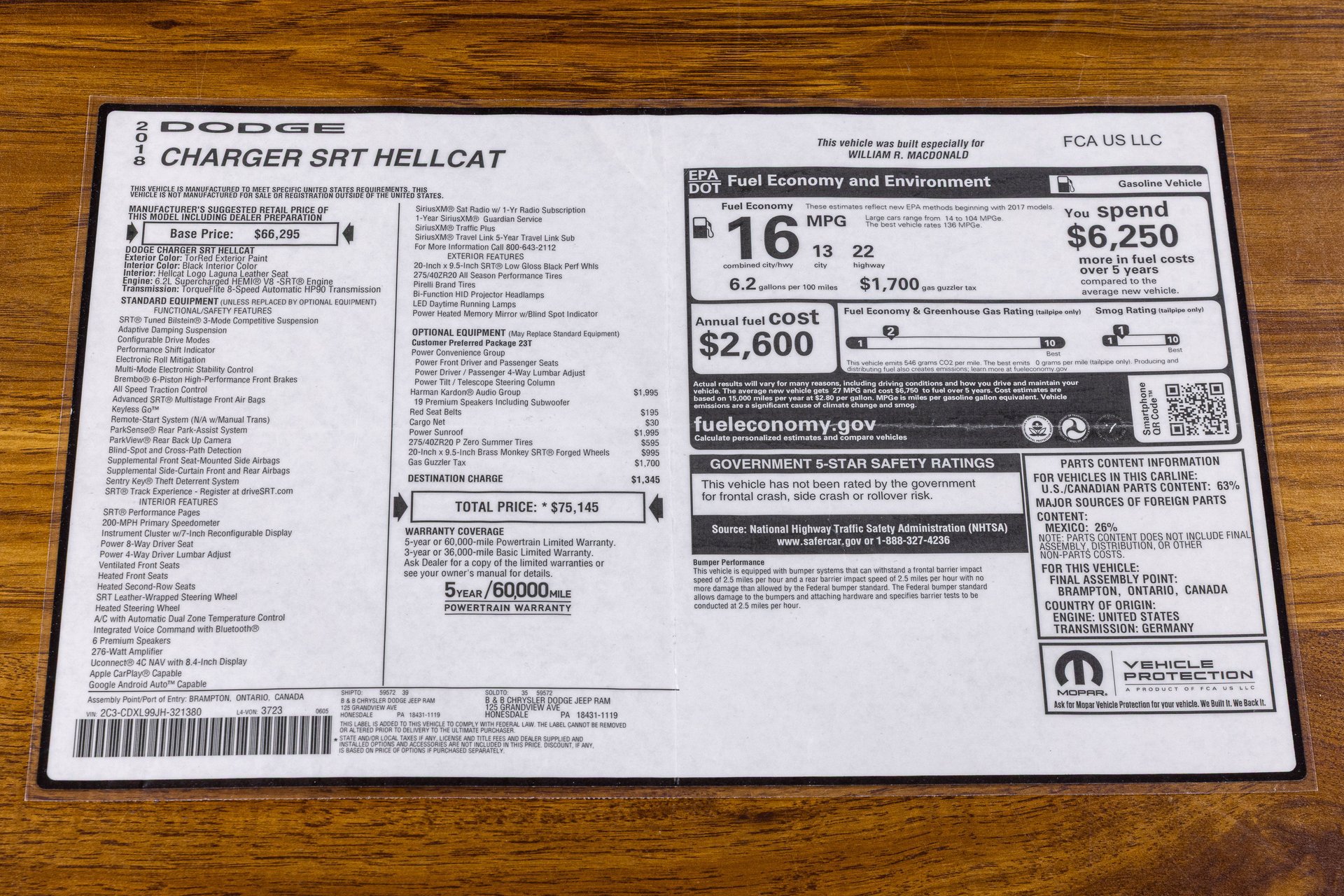 Used 2018 Dodge Charger SRT Hellcat w/ Harman/Kardon Audio Group RWD image 30