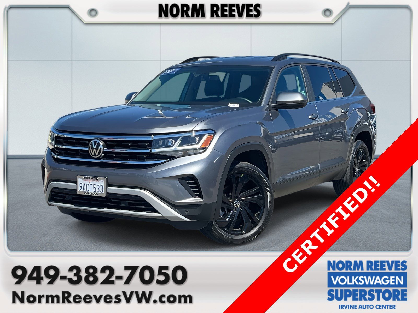 Certified 2022 Volkswagen Atlas SE w/ Black Wheel Package