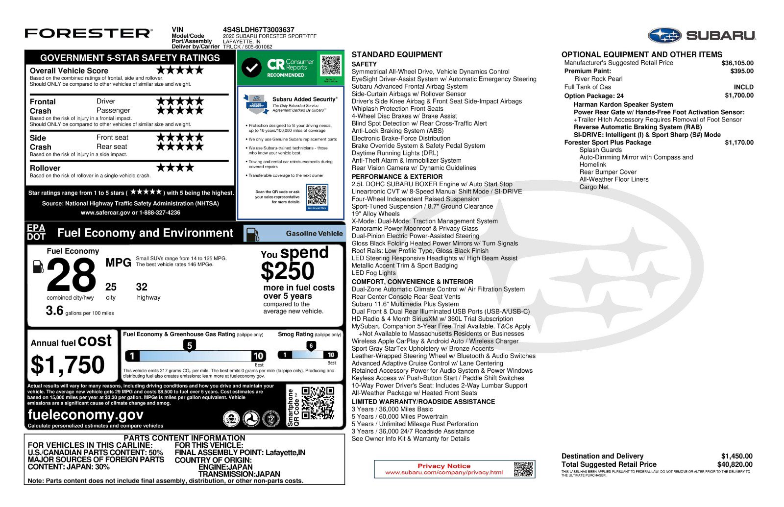 New 2026 Subaru Forester Sport w/ Sport Plus Package image 11