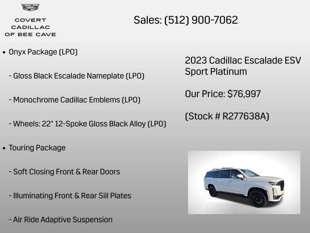 Certified 2023 Cadillac Escalade ESV Sport Platinum w/ LPO, ONYX Package image 32