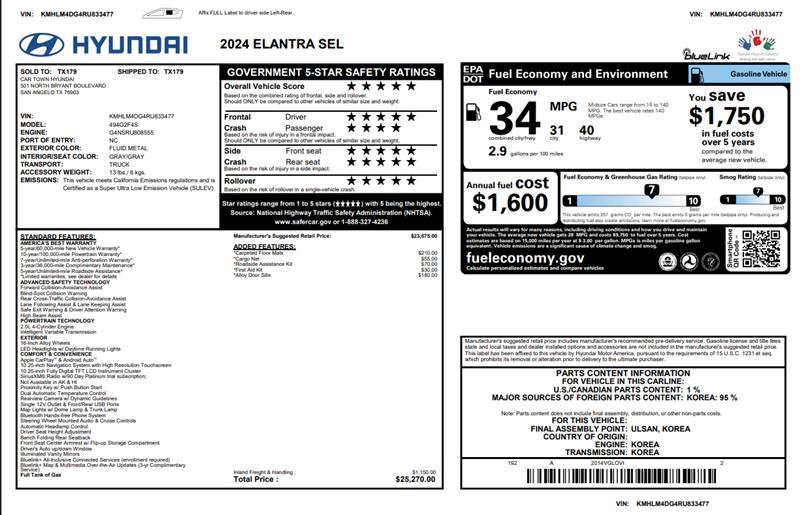 Used 2024 Hyundai Elantra SEL FWD image 3