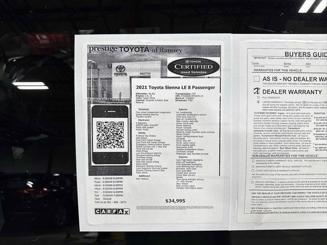 Certified 2021 Toyota Sienna LE FWD image 13