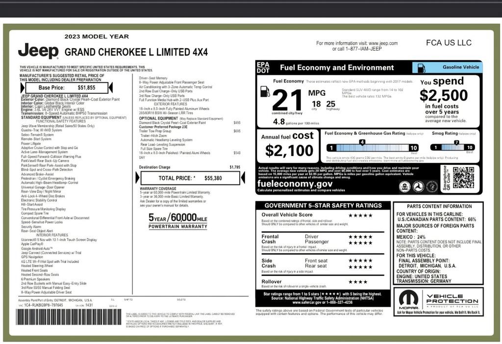 Used 2023 Jeep Grand Cherokee L Limited w/ Trailer Tow Group (B) AWD/4WD image 2