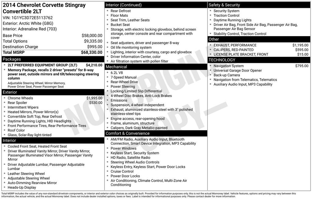 Used 2014 Chevrolet Corvette Stingray Convertible w/ 2LT Preferred Equipment Group image 12