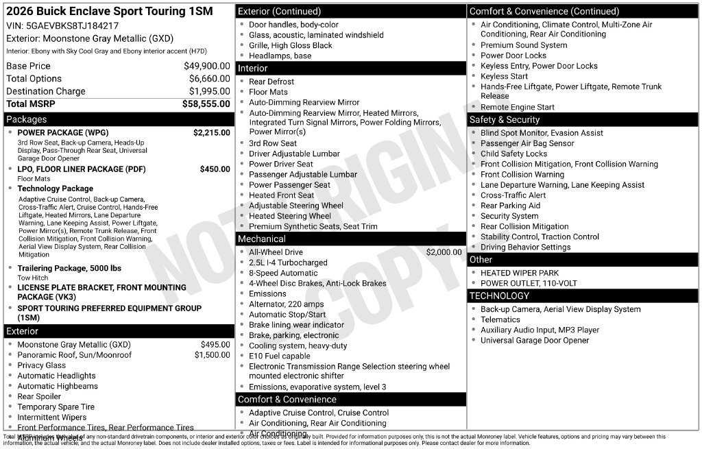 New 2026 Buick Enclave Sport Touring w/ Power Package AWD/4WD image 26