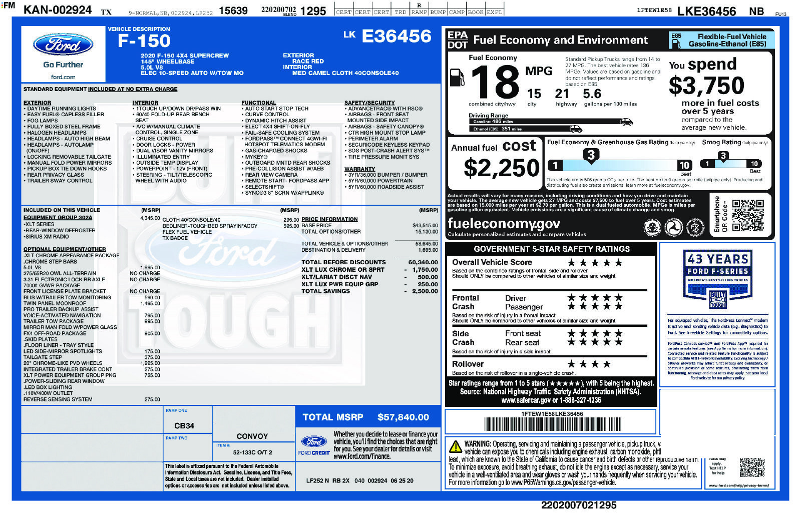 Used 2020 Ford F150 XLT w/ Equipment Group 302A Luxury AWD/4WD image 13