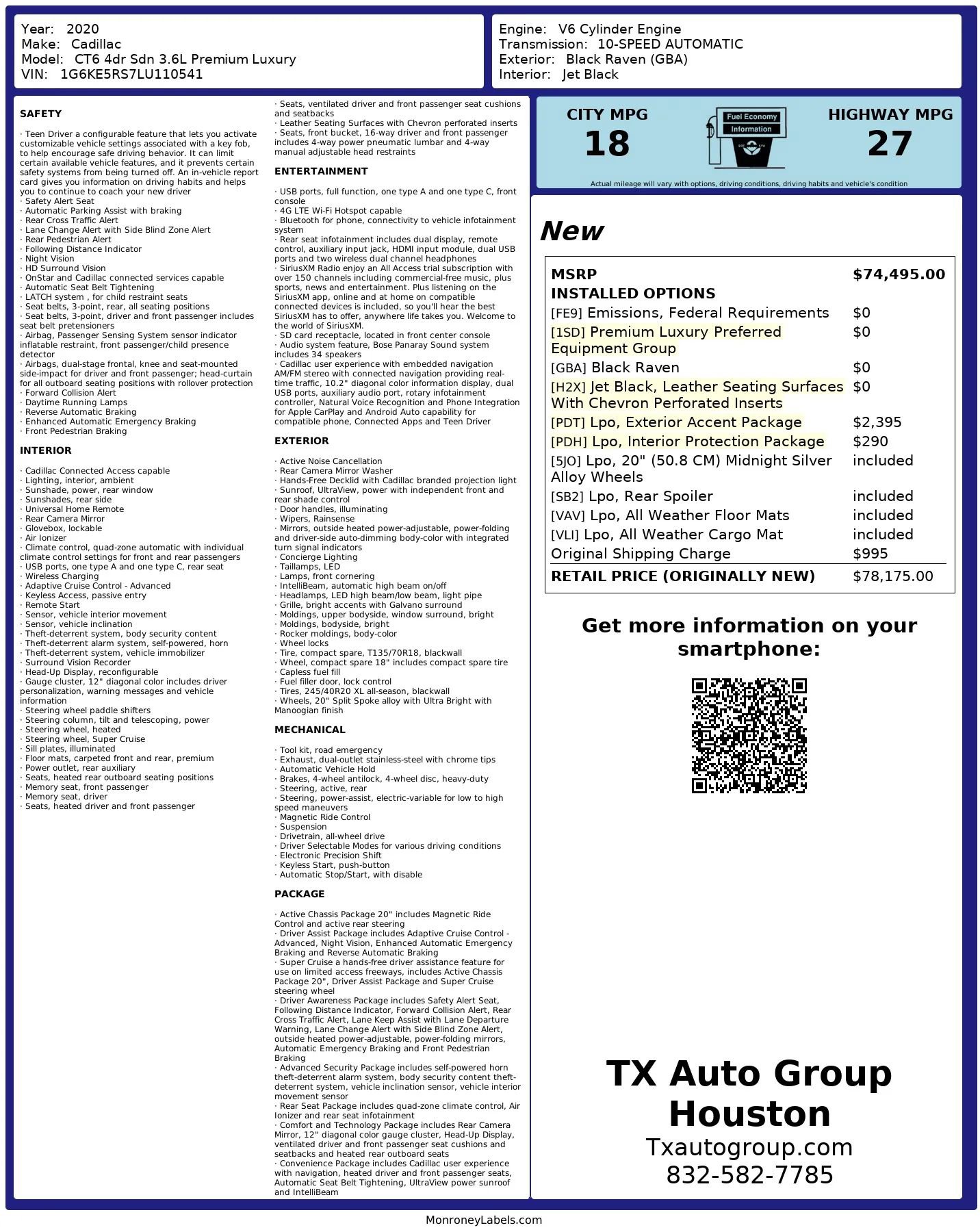 Used 2020 Cadillac CT6 Premium Luxury w/ LPO, Exterior Accent Package AWD/4WD image 3