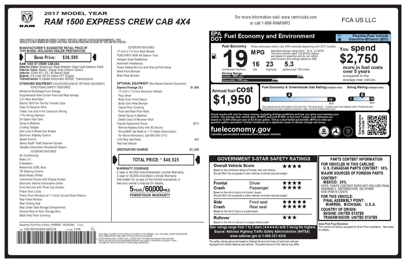 Used 2017 RAM 1500 Express AWD/4WD image 2