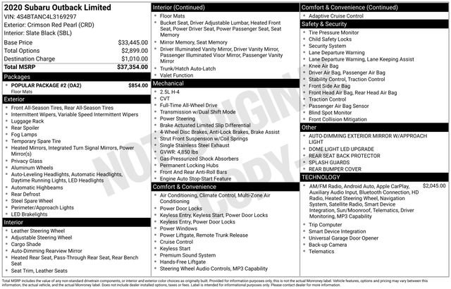 Used 2020 Subaru Outback Limited w/ Popular Package #2 image 30