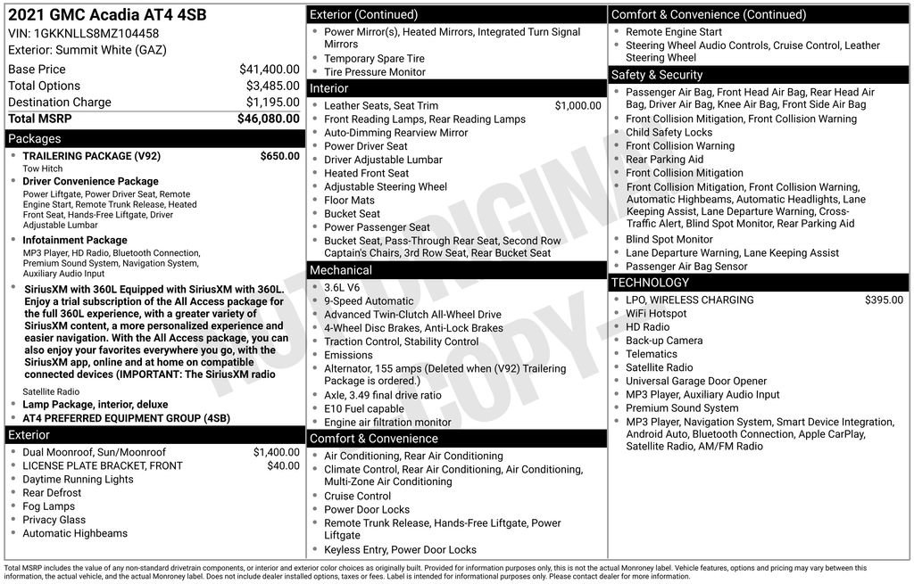 Used 2021 GMC Acadia AT4 w/ Trailering Package AWD/4WD image 12