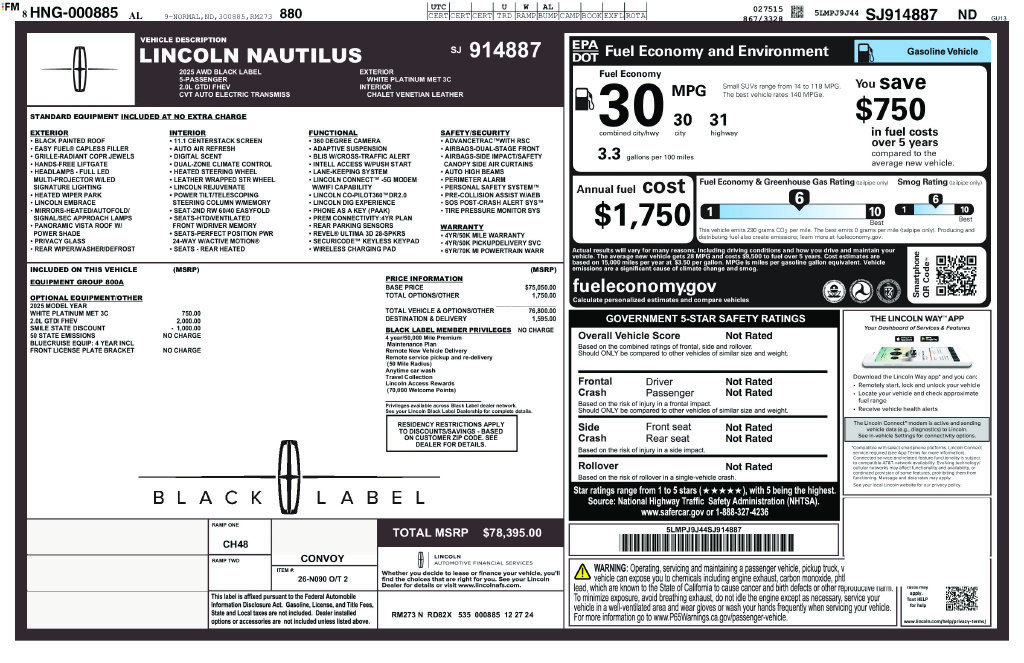 Used 2025 Lincoln Nautilus Black Label AWD/4WD image 3
