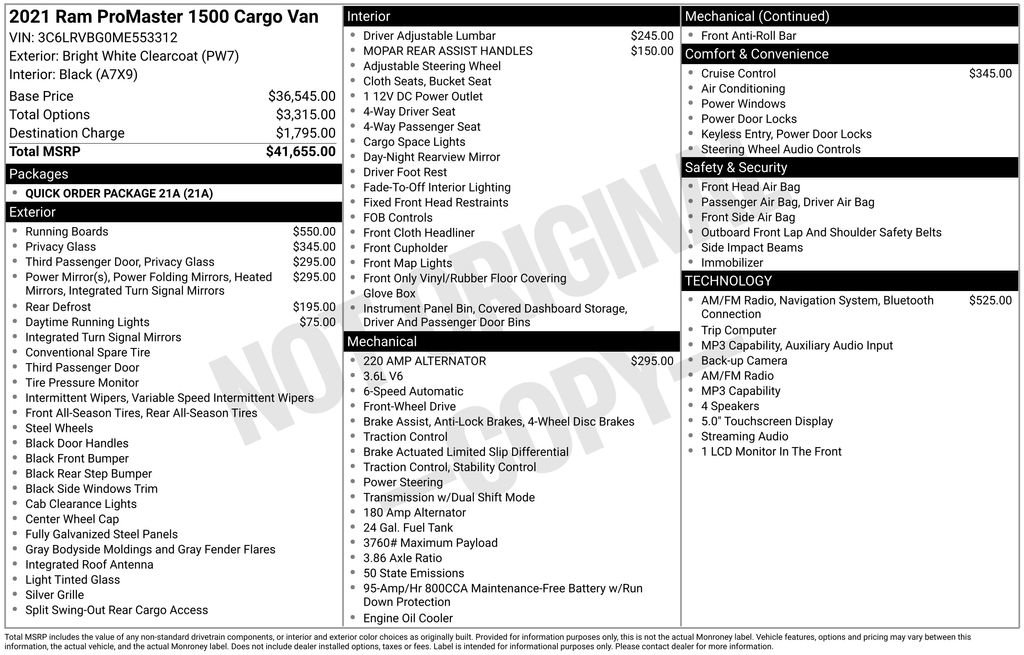 Used 2021 RAM ProMaster 1500 FWD image 28