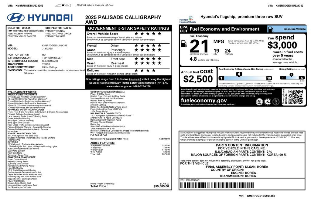 Used 2025 Hyundai Palisade Calligraphy image 2