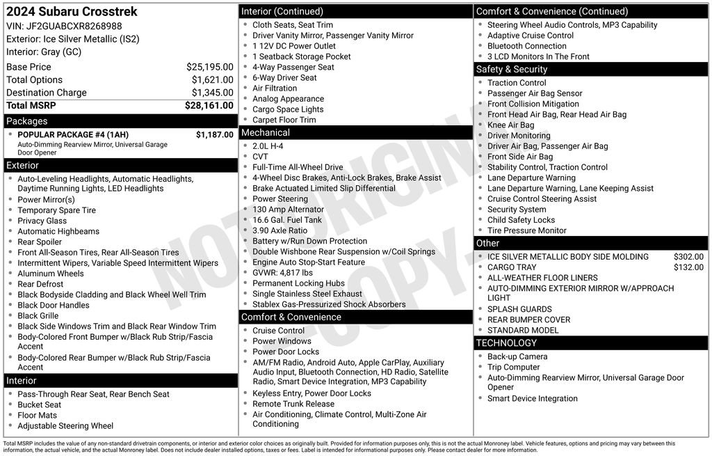 Used 2024 Subaru Crosstrek 2.0i w/ Popular Package #4 image 31