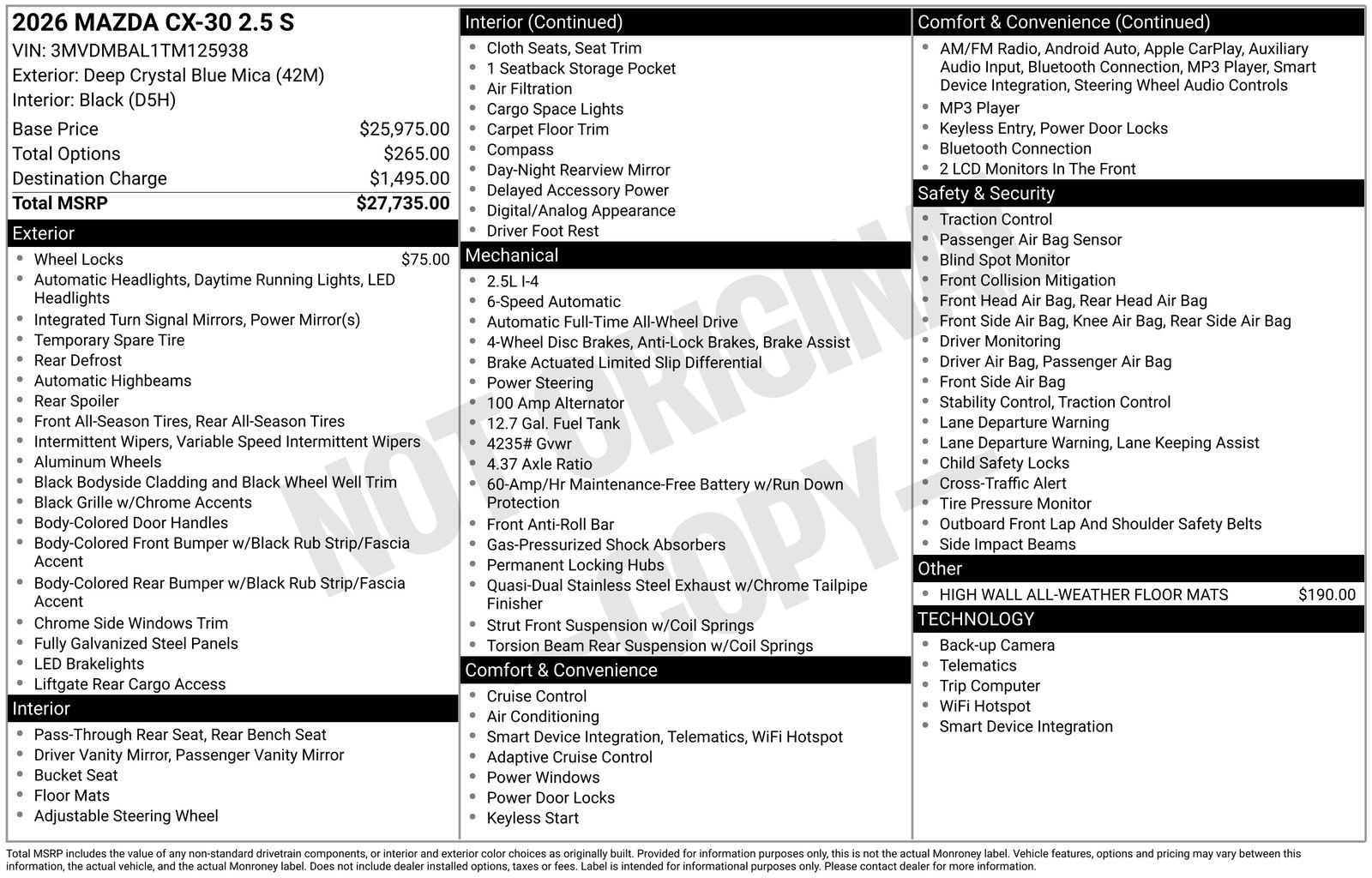 New 2026 MAZDA CX-30 AWD 2.5 S image 29