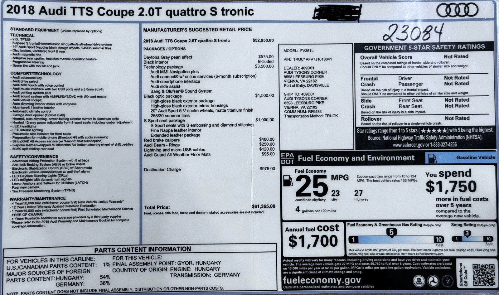 Used 2018 Audi TTS 2.0T Coupe w/ Technology Package