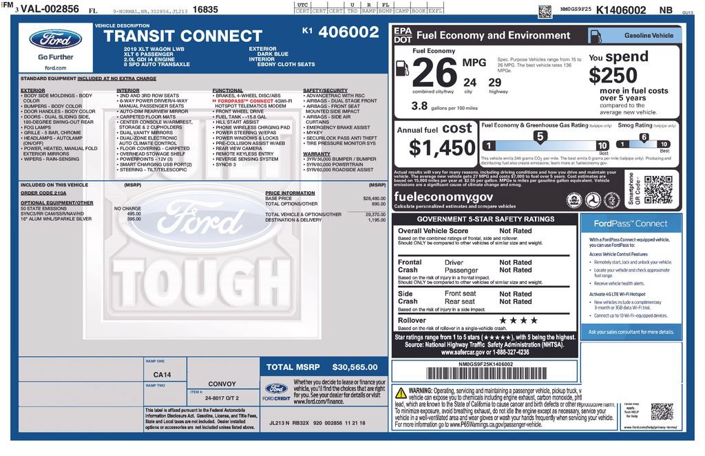 Certified 2019 Ford Transit Connect XLT FWD image 5