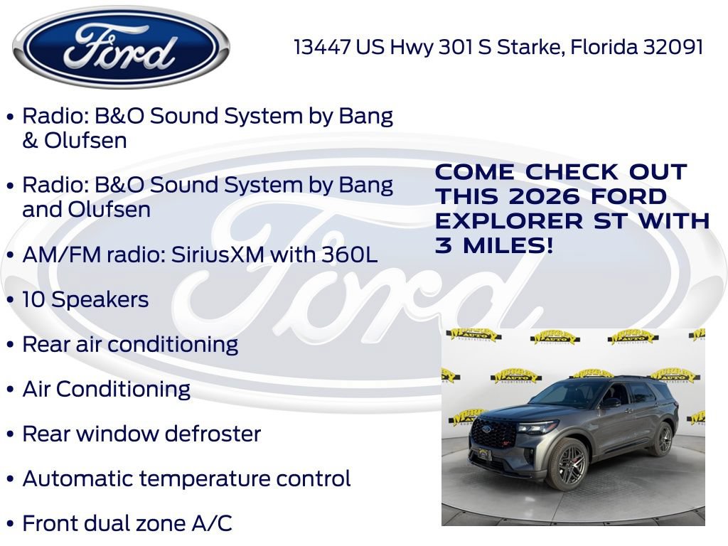 New 2026 Ford Explorer ST w/ Sun And Sound Package RWD image 25