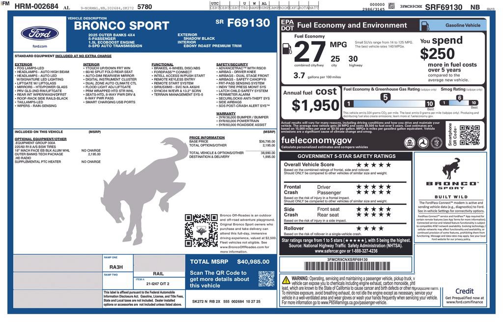 Used 2025 Ford Bronco Sport Outer Banks w/ Outer Banks Tech Package+ AWD/4WD image 4