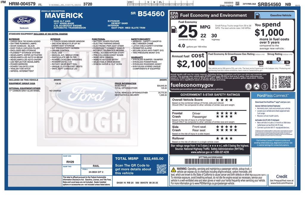 New 2025 Ford Maverick XLT w/ Equipment Group 302A image 5
