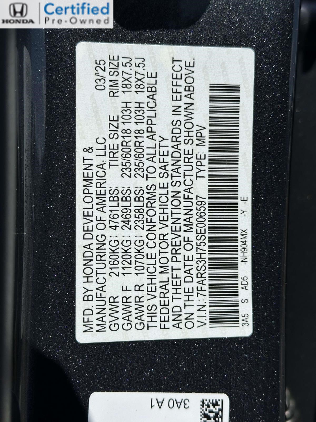 Certified 2025 Honda CR-V EX-L image 30
