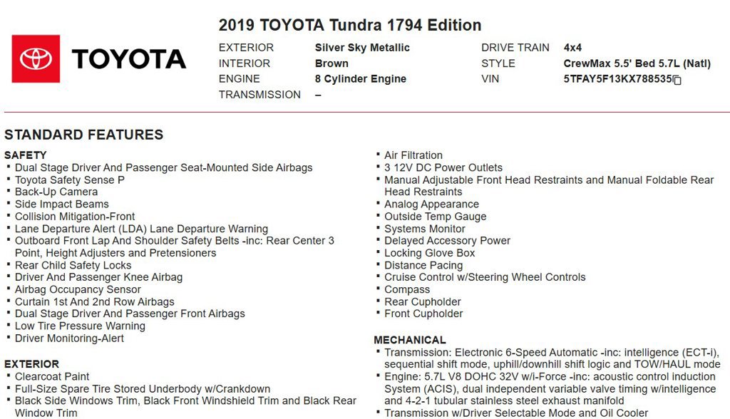 Used 2019 Toyota Tundra 1794 Edition AWD/4WD image 23