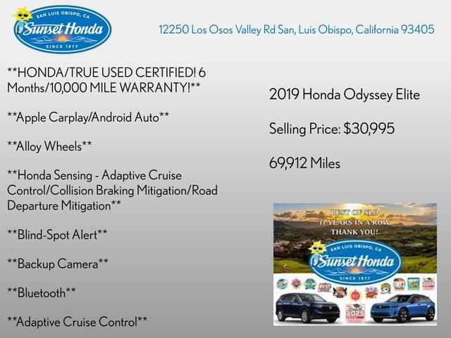 Used 2019 Honda Odyssey Elite image 2