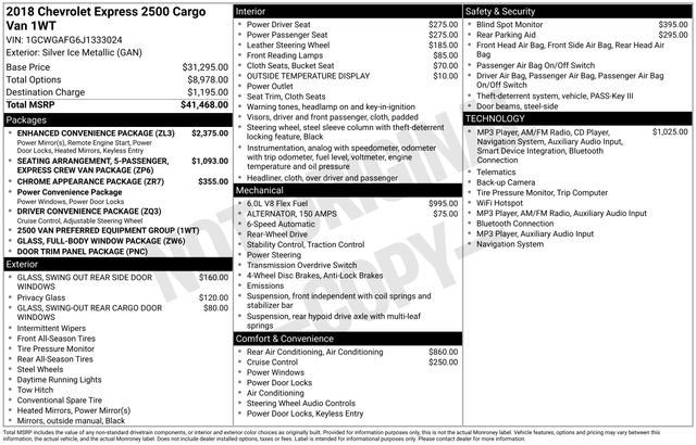 Used 2018 Chevrolet Express 2500 w/ Enhanced Convenience Package RWD image 11