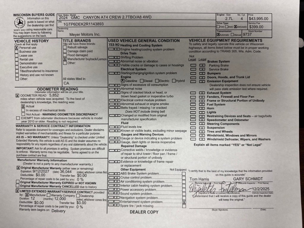 Used 2024 GMC Canyon AT4 w/ Technology Package image 31