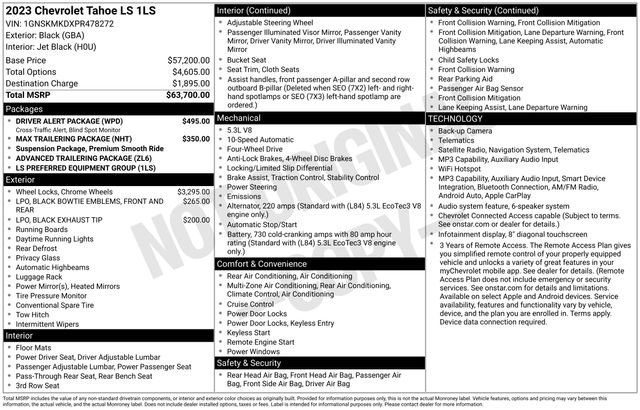 Used 2023 Chevrolet Tahoe LS w/ Driver Alert Package AWD/4WD image 31