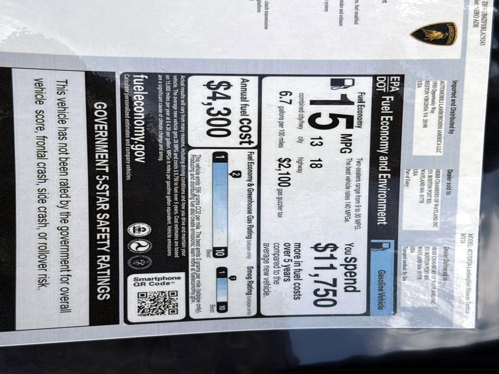 Used 2024 Lamborghini Huracan Tecnica RWD image 15