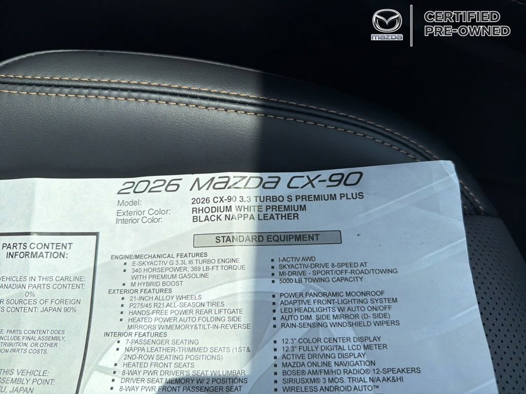 Used 2026 MAZDA CX-90 3.3 Turbo S w/ Premium Plus AWD/4WD image 50