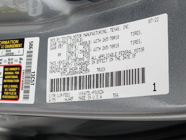Used 2022 Toyota Tundra SR5 w/ SR5 Convenience Package AWD/4WD image 35
