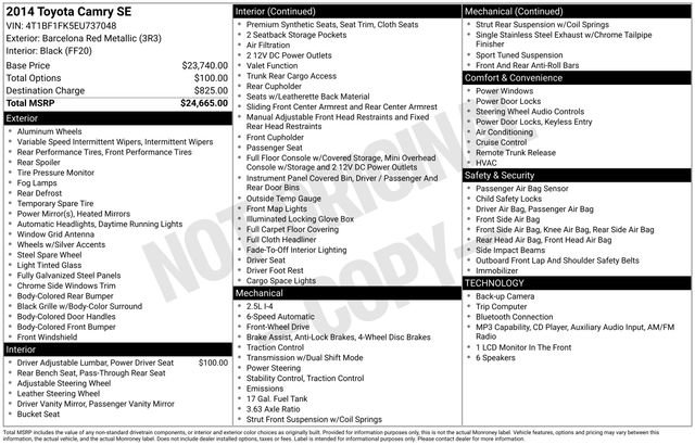 Used 2014 Toyota Camry SE FWD image 12