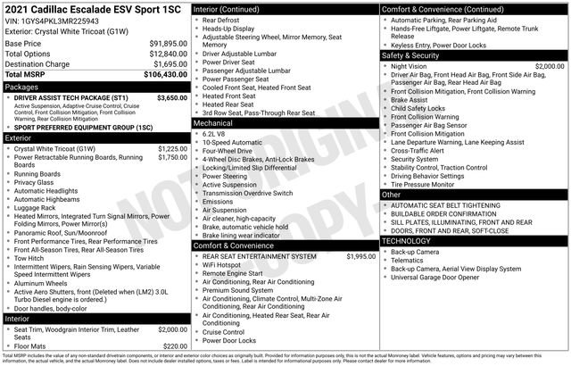 Used 2021 Cadillac Escalade ESV Sport w/ Driver Assist Tech Package image 40