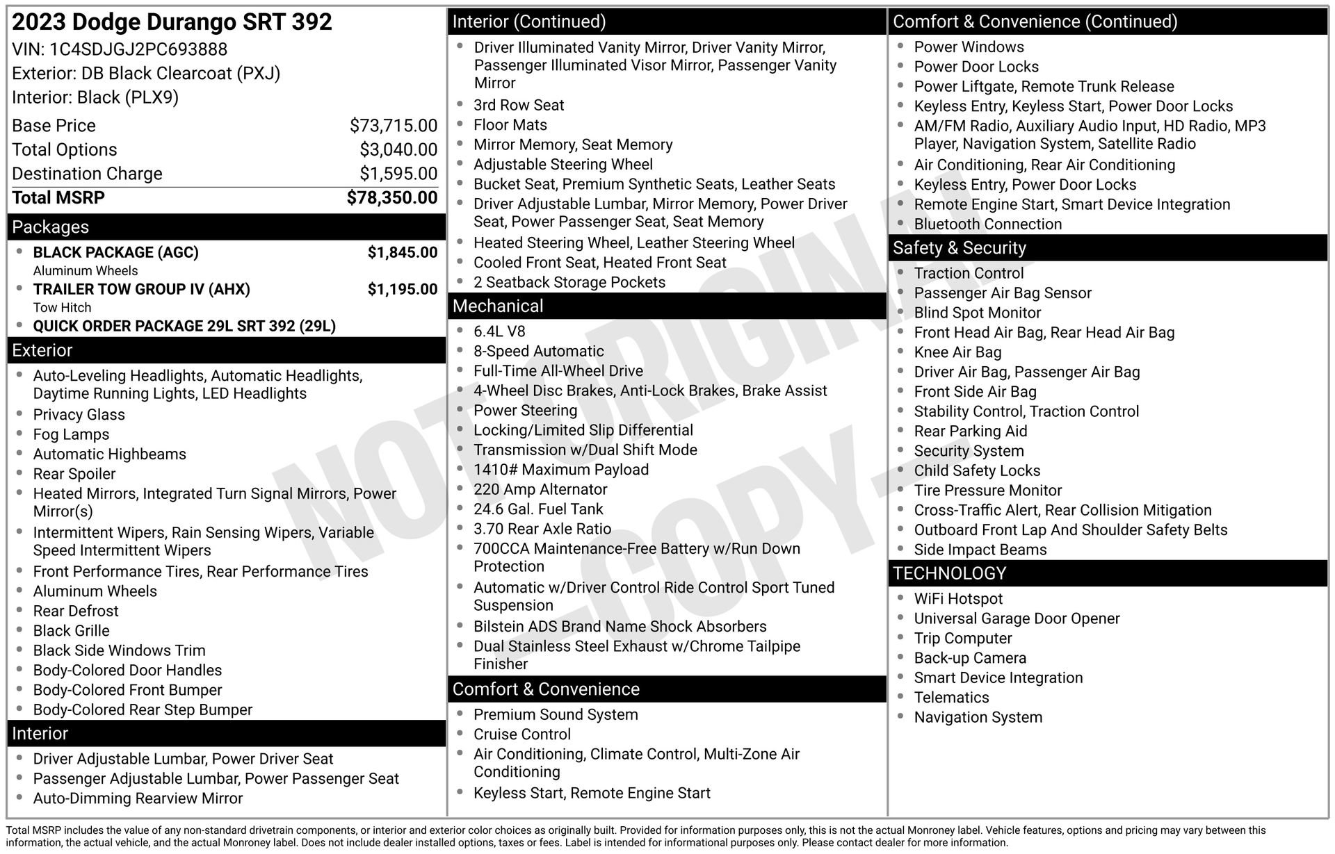 Used 2023 Dodge Durango SRT w/ Black Package image 3