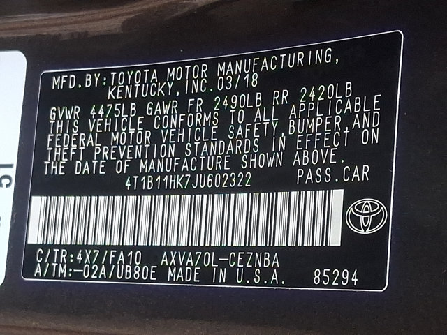 Used 2018 Toyota Camry LE FWD image 26