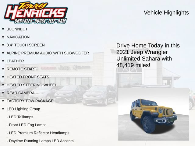 Used 2021 Jeep Wrangler Unlimited Sahara w/ Uconnect 4C Nav & Sound Group AWD/4WD image 4