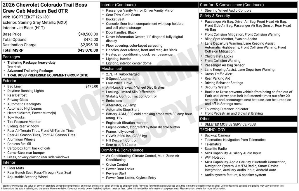 New 2026 Chevrolet Colorado Trail Boss AWD/4WD image 37