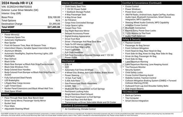 Used 2024 Honda HR-V LX image 31