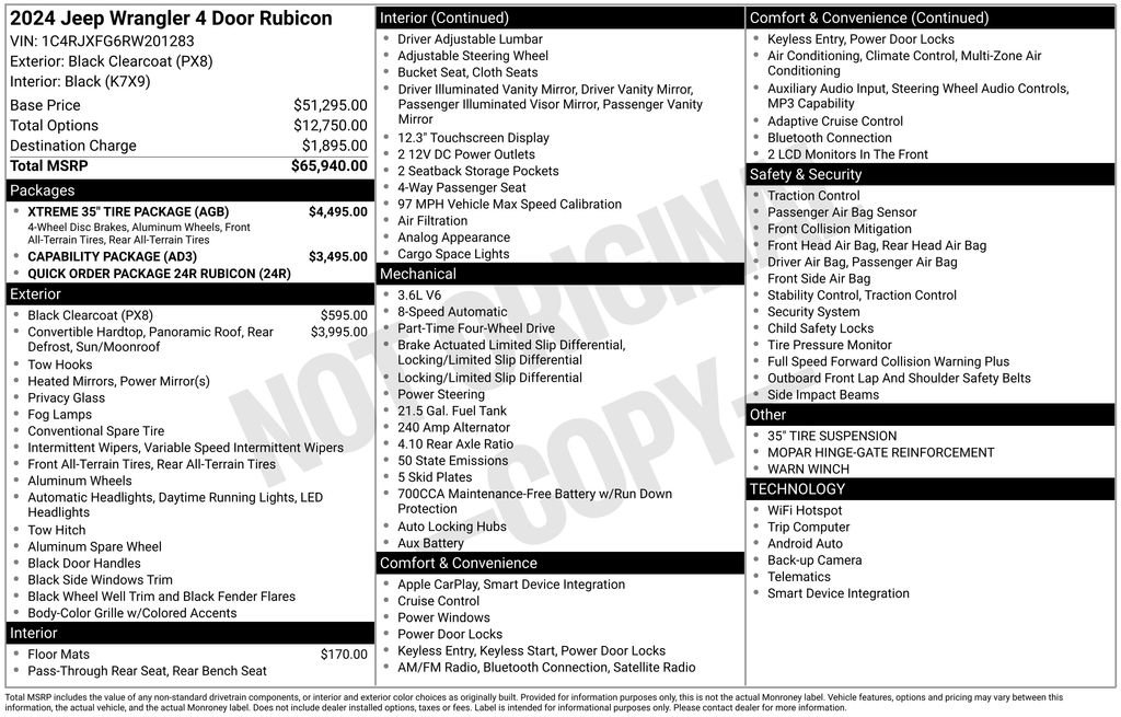 Used 2024 Jeep Wrangler Unlimited Rubicon w/ XTREMEE 35" Tire Package AWD/4WD image 26