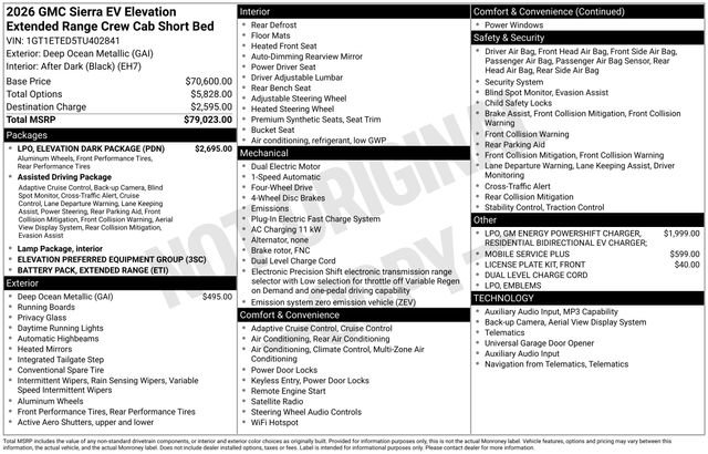 Used 2026 GMC Sierra EV Elevation w/ LPO, Elevation Dark Package AWD/4WD image 20