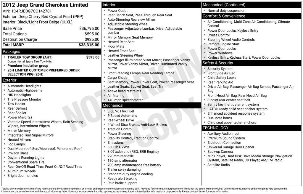 Used 2012 Jeep Grand Cherokee Limited w/ Trailer Tow Group RWD image 31