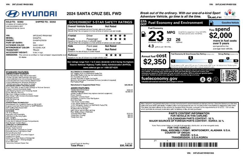 Used 2024 Hyundai Santa Cruz SEL w/ Activity Package FWD image 2
