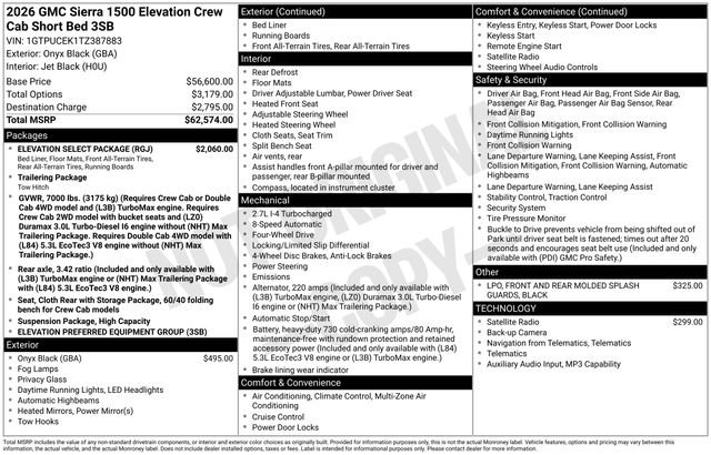 New 2026 GMC Sierra 1500 Elevation w/ Elevation Select Package AWD/4WD image 24