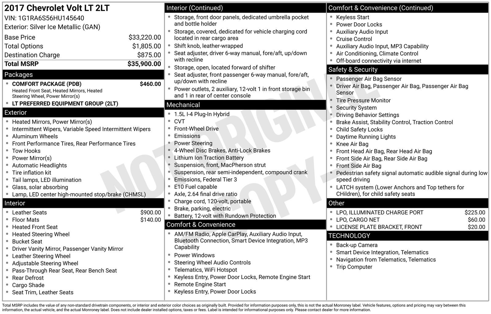 Used 2017 Chevrolet Volt LT w/ Comfort Package FWD image 3