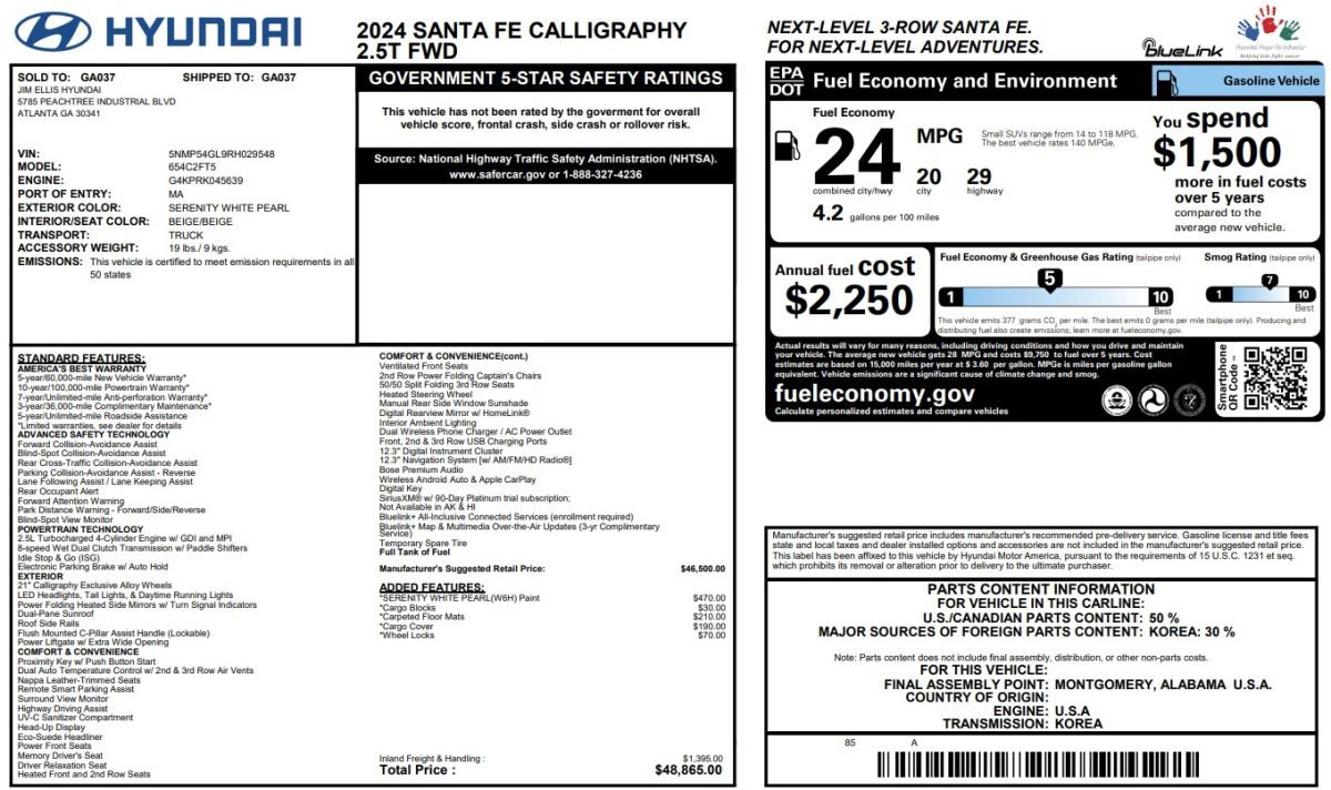 Used 2024 Hyundai Santa Fe Calligraphy FWD image 17