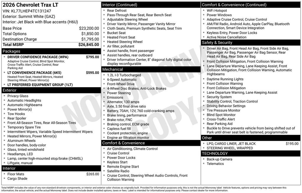 New 2026 Chevrolet Trax LT w/ Driver Confidence Package FWD image 33